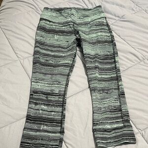 Reebok Leggings in Black and Green Stripes